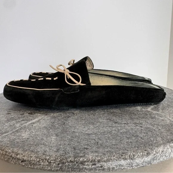 Vintage Leather Suede Black White Cole Haan Mules Flats 7 - Picture 5 of 14
